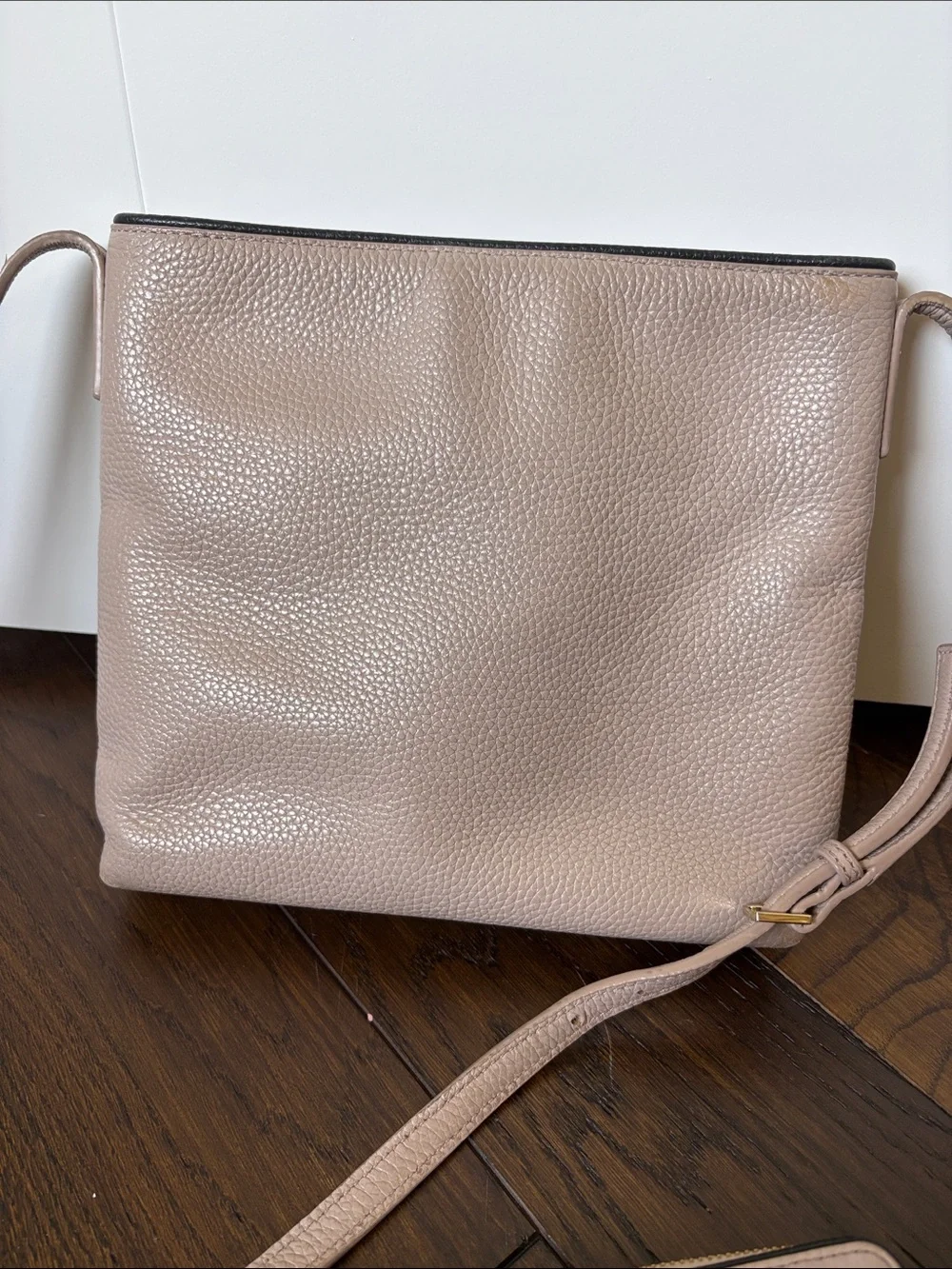 kate spade Blush Beige Leather Crossbody and Wallet Set with Black Trim